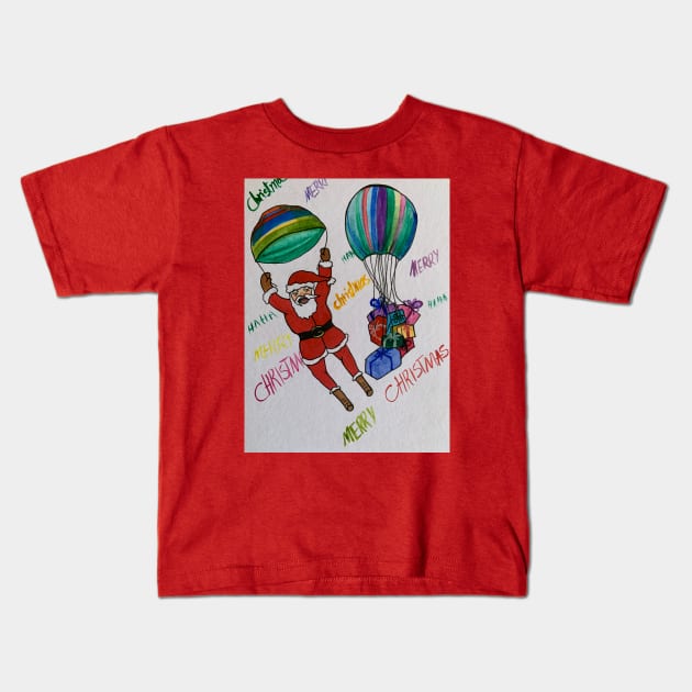 Papa noel Kids T-Shirt by The artist of light in the darkness 